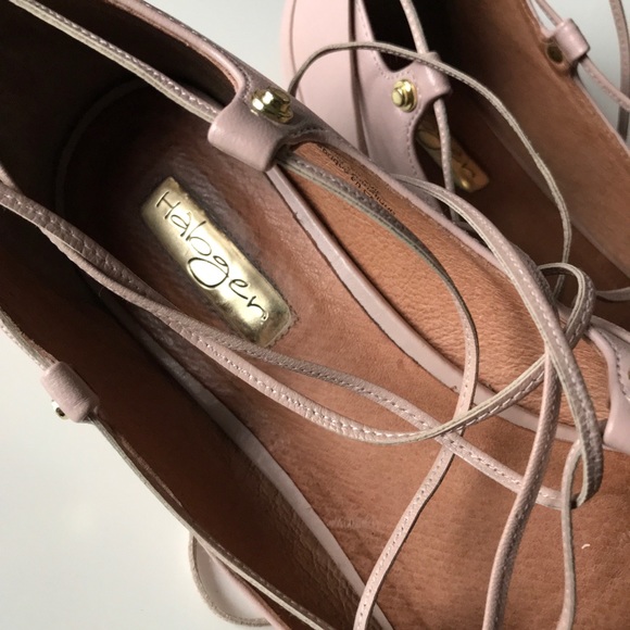 Halogen Owen lace up ballet flats blush leather - Picture 2 of 6